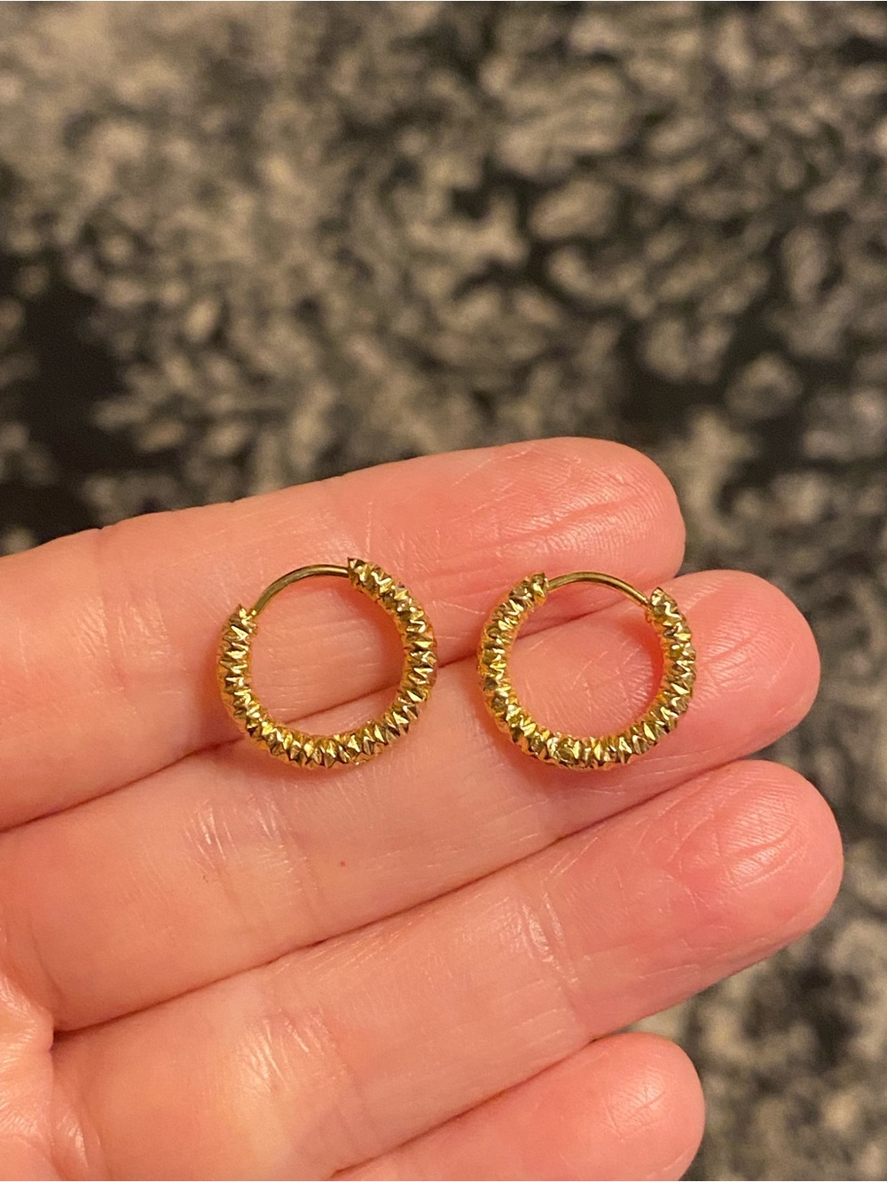 Gold Textured Hoop Earrings - Women Jewelry